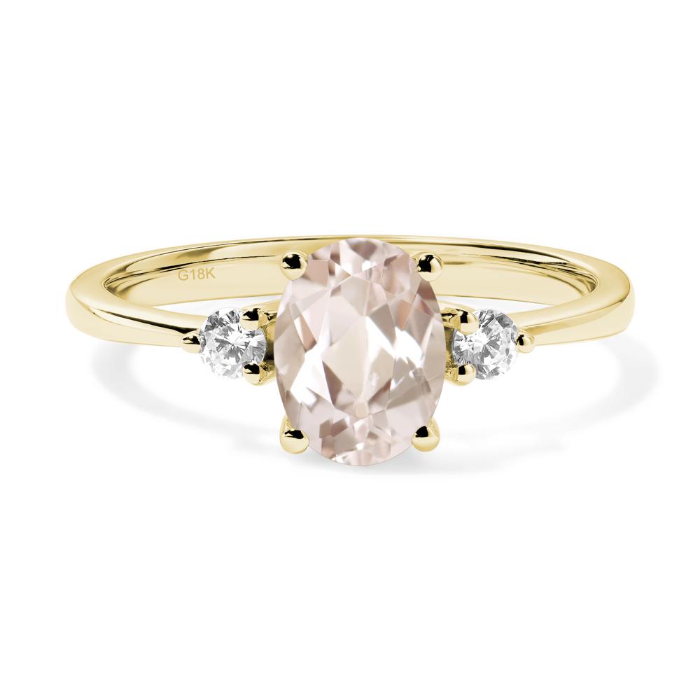 Simple Oval Cut Morganite Trilogy Ring - LUO Jewelry #metal_18k yellow gold