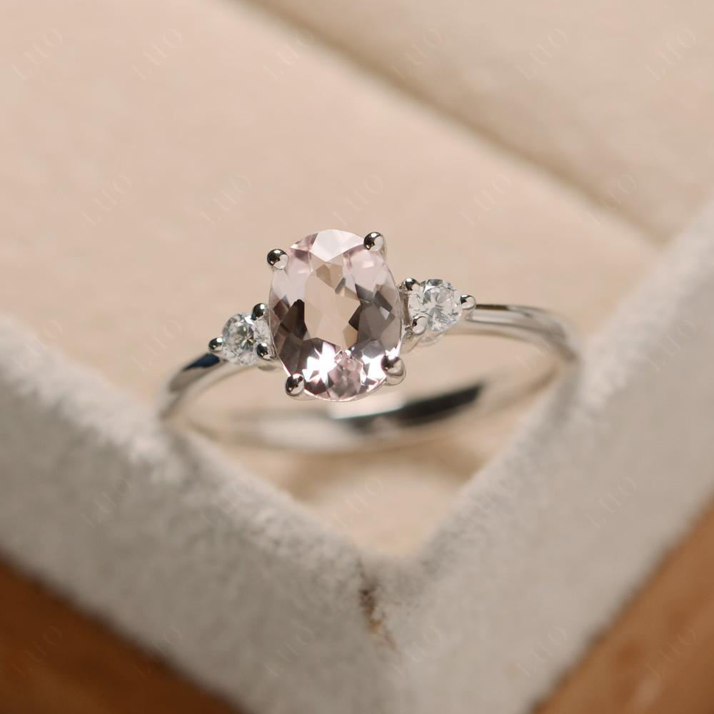 Simple Oval Cut Morganite Trilogy Ring - LUO Jewelry