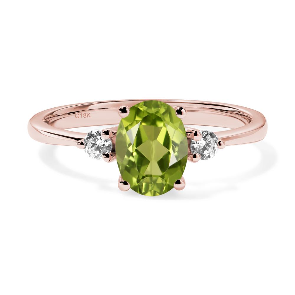 Simple Oval Cut Peridot Trilogy Ring - LUO Jewelry #metal_18k rose gold
