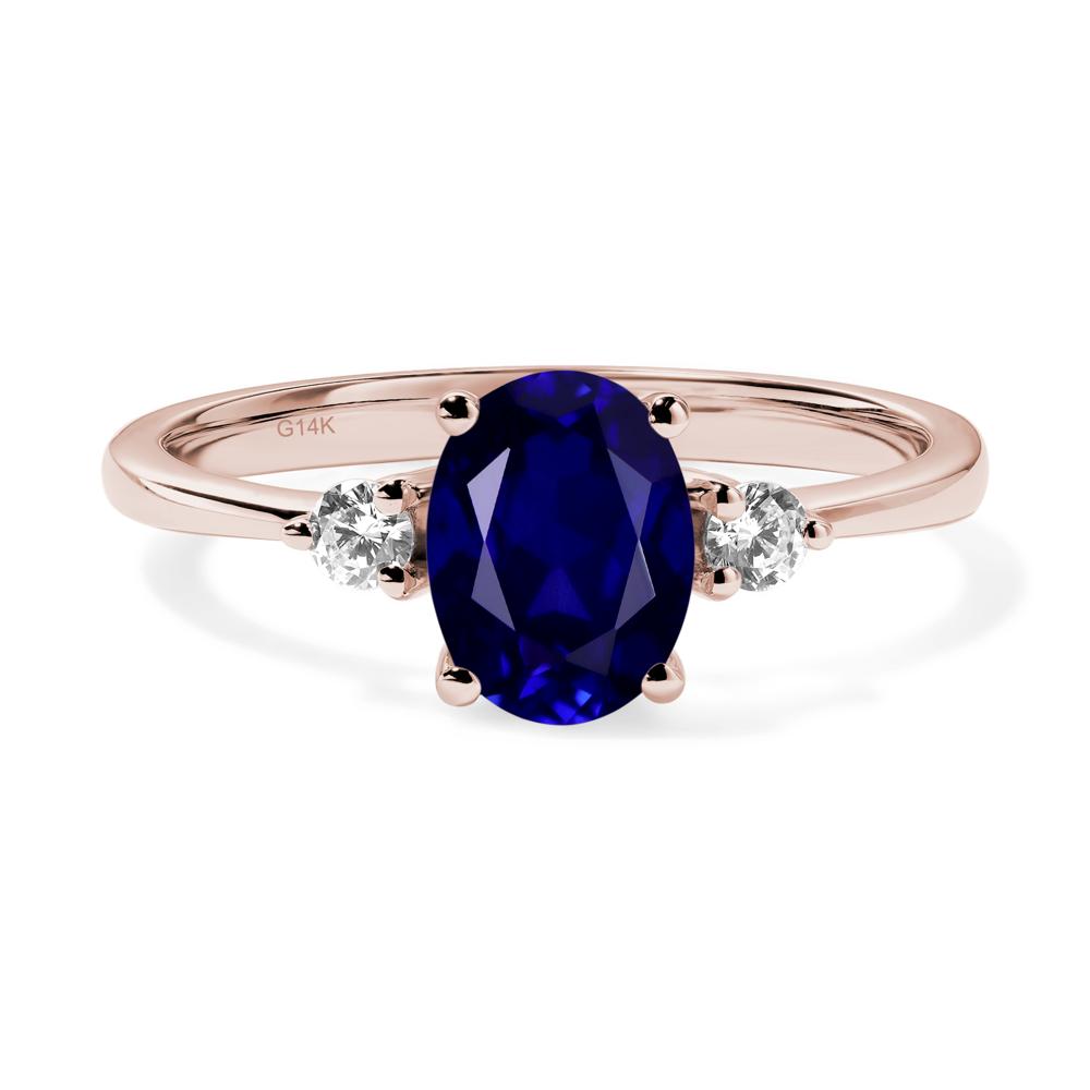 Simple Oval Cut Sapphire Trilogy Ring - LUO Jewelry #metal_14k rose gold