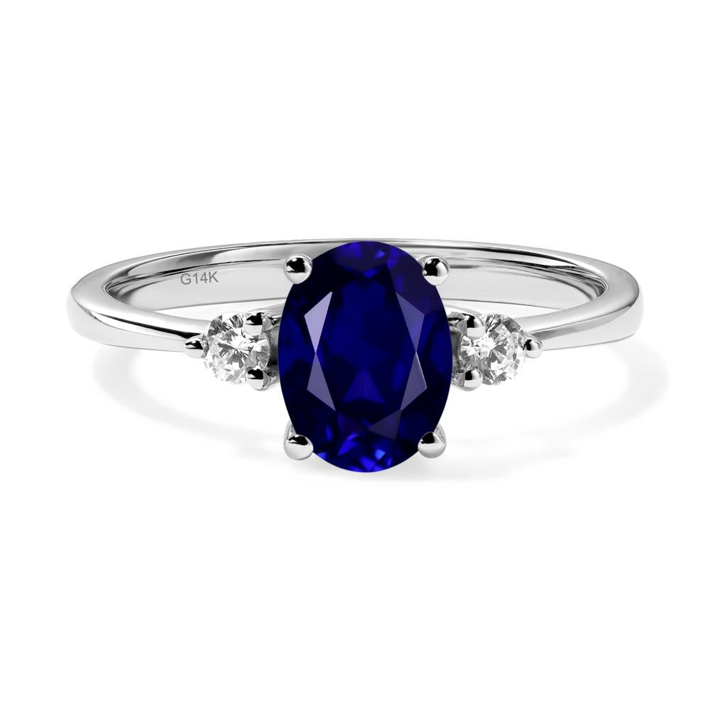 Simple Oval Cut Sapphire Trilogy Ring - LUO Jewelry #metal_14k white gold