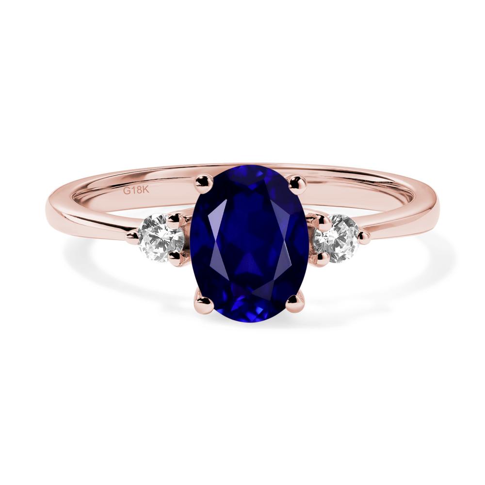 Simple Oval Cut Sapphire Trilogy Ring - LUO Jewelry #metal_18k rose gold