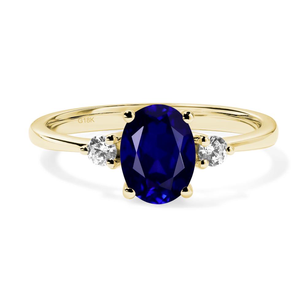 Simple Oval Cut Sapphire Trilogy Ring - LUO Jewelry #metal_18k yellow gold