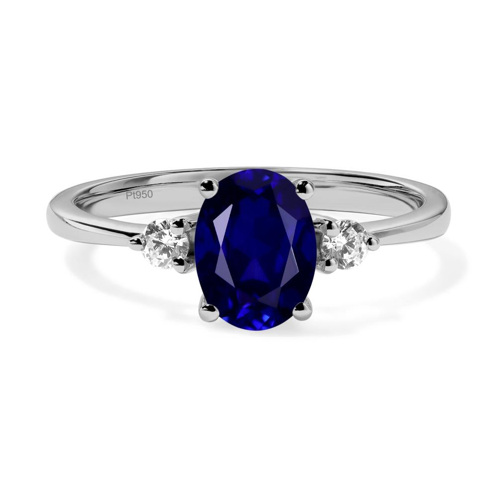 Simple Oval Cut Sapphire Trilogy Ring - LUO Jewelry #metal_platinum