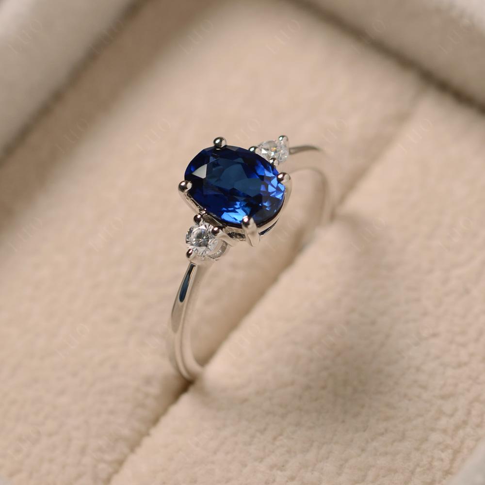 Simple Oval Cut Sapphire Trilogy Ring - LUO Jewelry