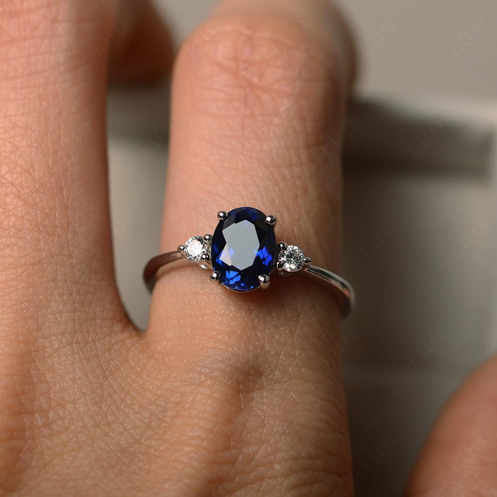 Simple Oval Cut Sapphire Trilogy Ring - LUO Jewelry
