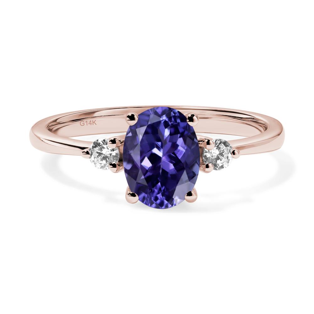 Simple Oval Cut Tanzanite Trilogy Ring - LUO Jewelry #metal_14k rose gold