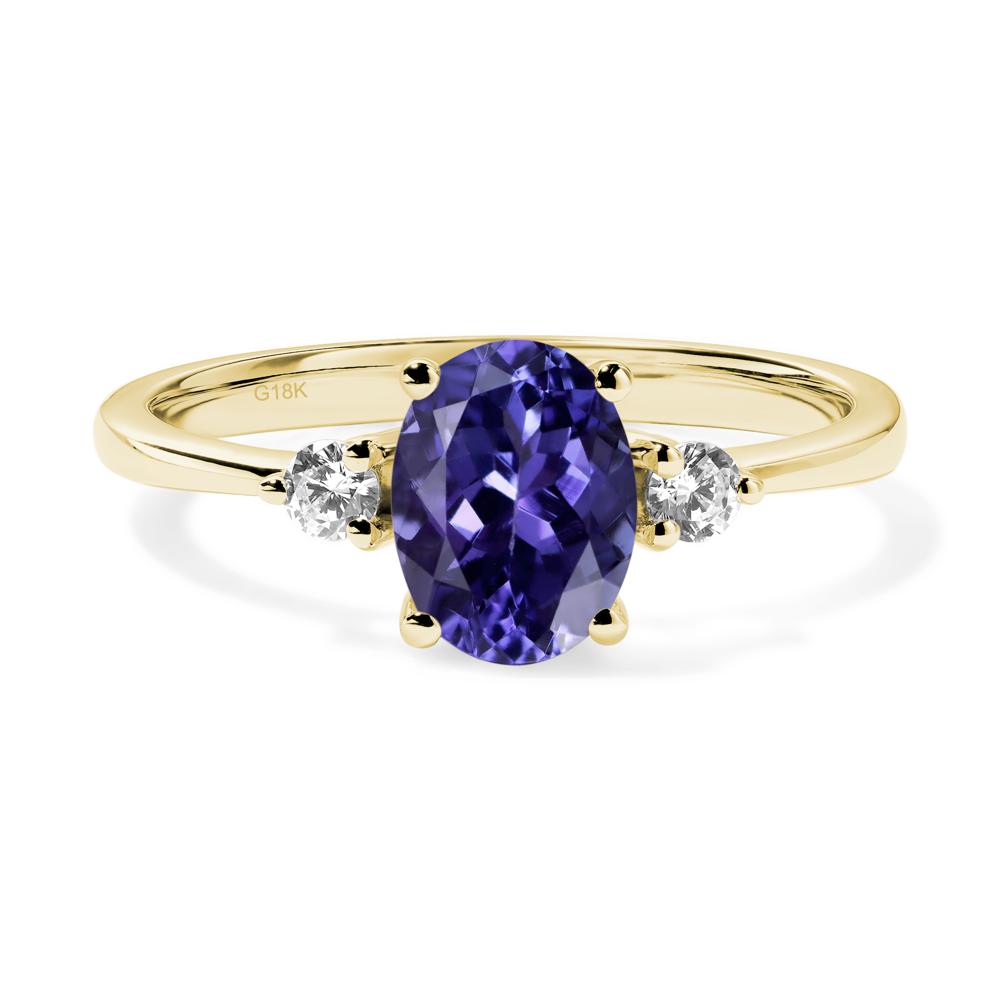 Simple Oval Cut Tanzanite Trilogy Ring - LUO Jewelry #metal_18k yellow gold