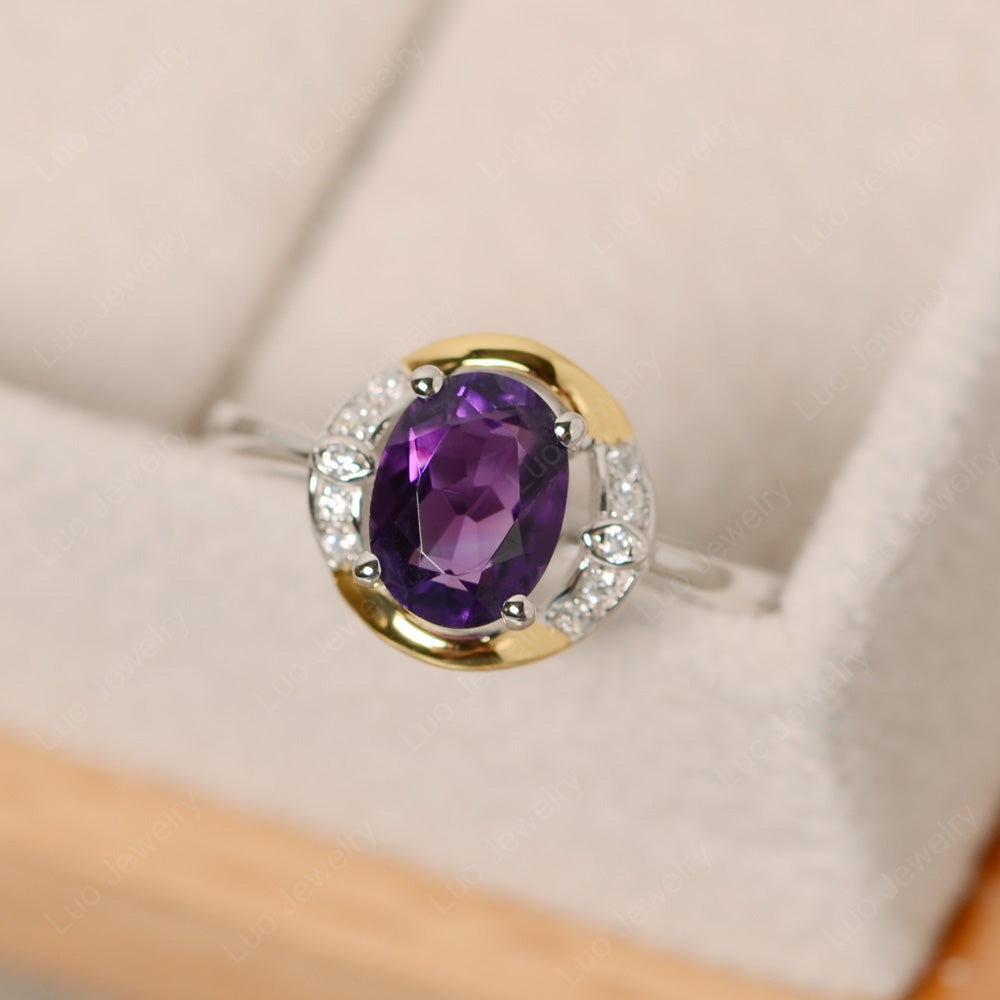 Amethyst Oval Cut Engagement Ring Yellow Gold - LUO Jewelry