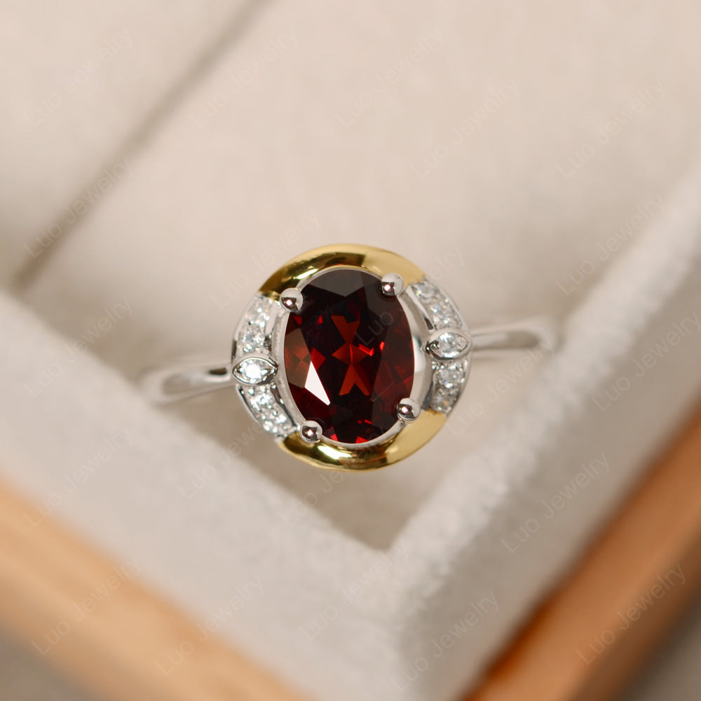 Garnet Oval Cut Engagement Ring Yellow Gold - LUO Jewelry
