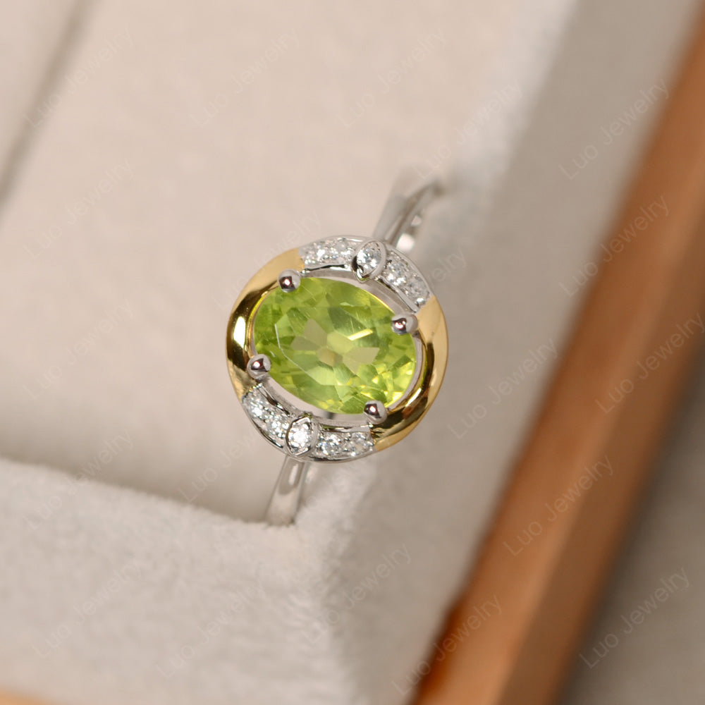 Peridot Oval Cut Engagement Ring Yellow Gold - LUO Jewelry