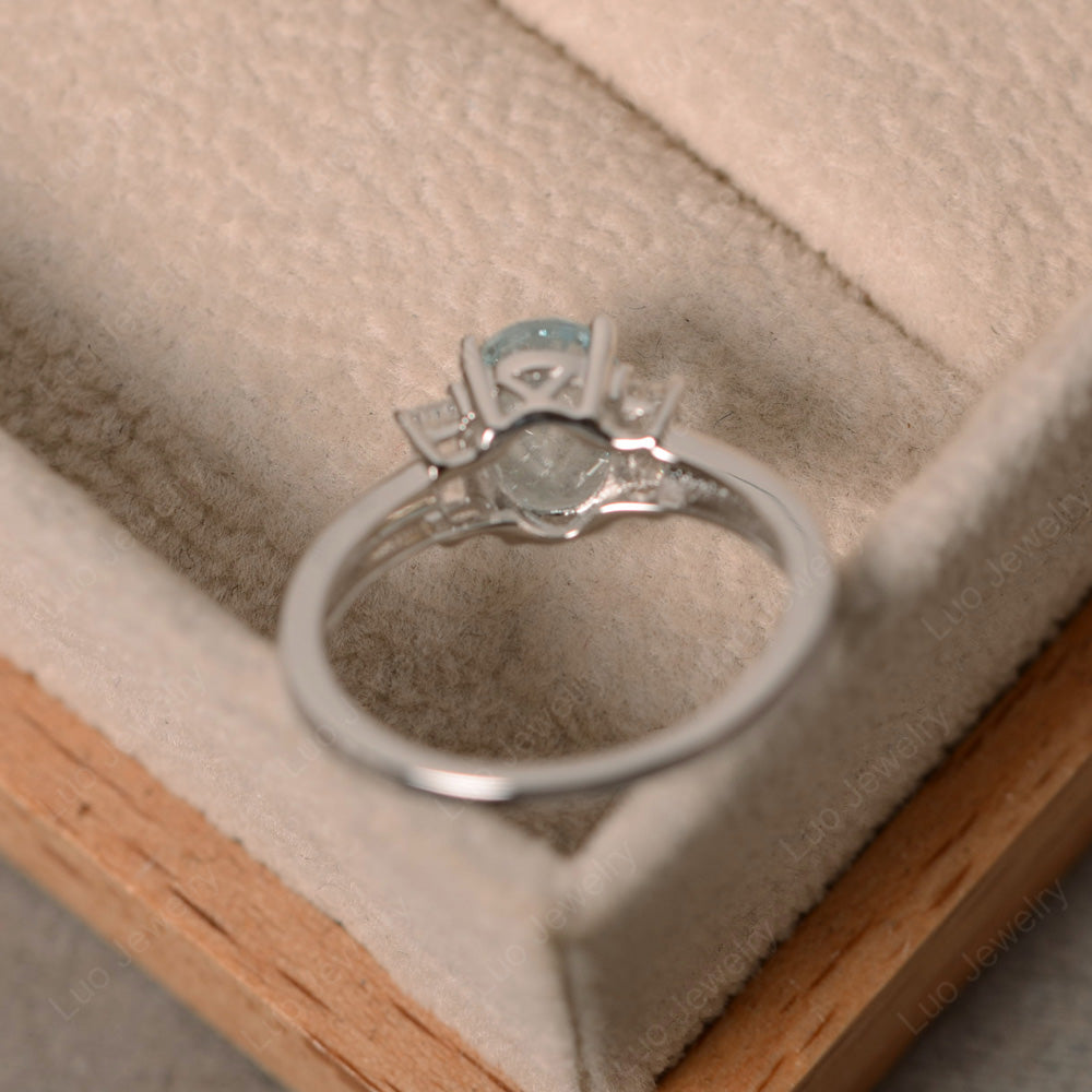 Aquamarine Oval Engagement Ring With Side Stone - LUO Jewelry