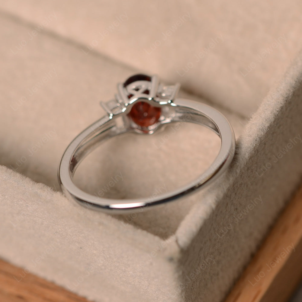 Garnet Oval Engagement Ring With Side Stone - LUO Jewelry
