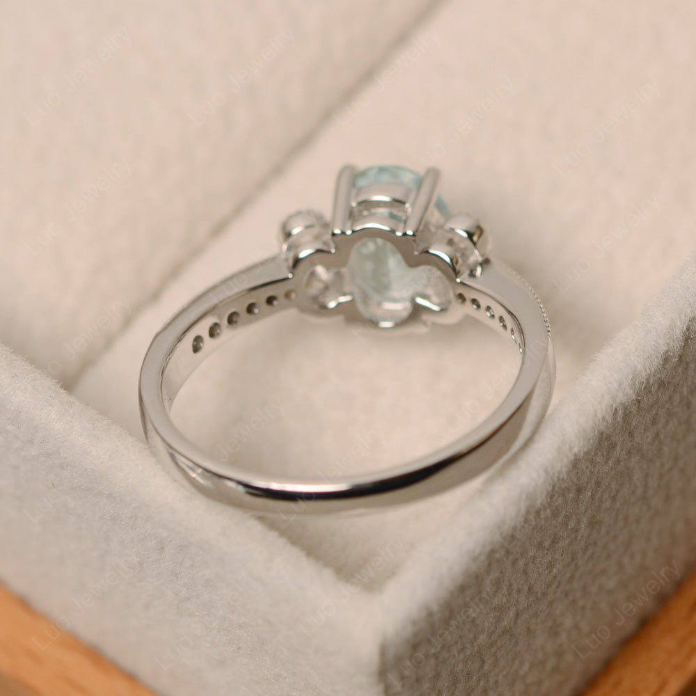 Oval Cut Aquamarine Art Deco Engagement Ring - LUO Jewelry