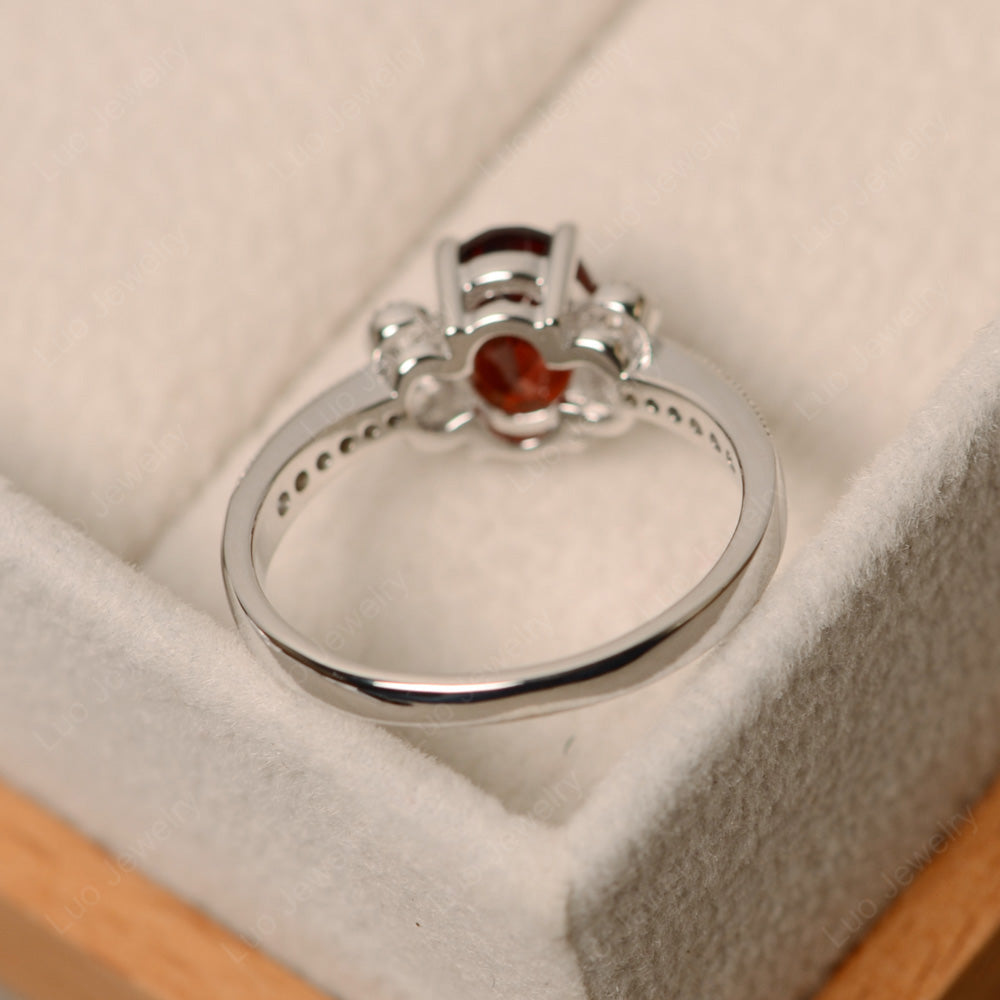 Oval Cut Garnet Art Deco Engagement Ring - LUO Jewelry