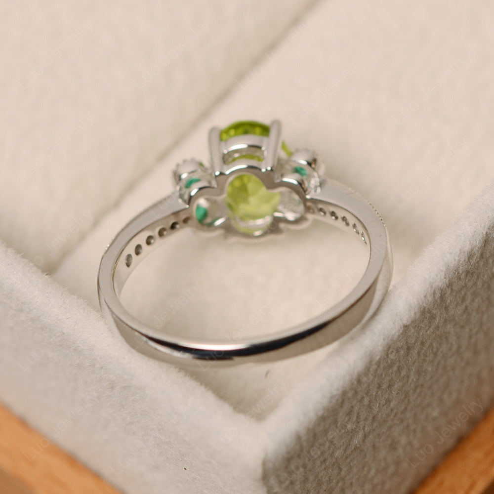 Oval Cut Peridot Art Deco Engagement Ring - LUO Jewelry