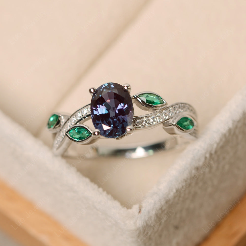 Oval Cut Alexandrite Art Deco Wedding Ring - LUO Jewelry