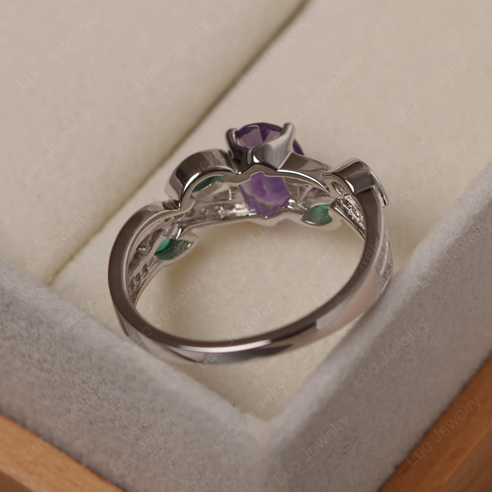 Oval Cut Amethyst Art Deco Wedding Ring - LUO Jewelry