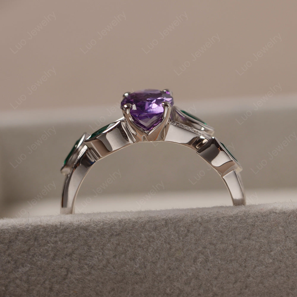 Oval Cut Amethyst Art Deco Wedding Ring - LUO Jewelry