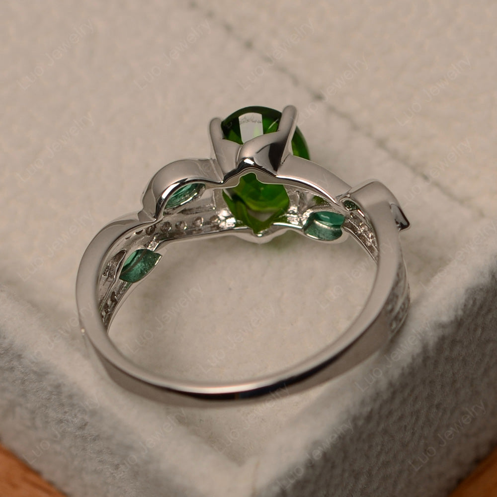Oval Cut Diopside Art Deco Wedding Ring - LUO Jewelry