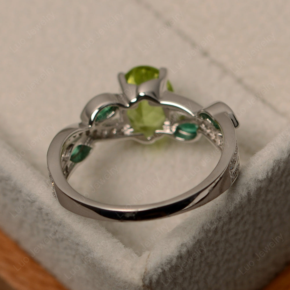 Oval Cut Peridot Art Deco Wedding Ring - LUO Jewelry