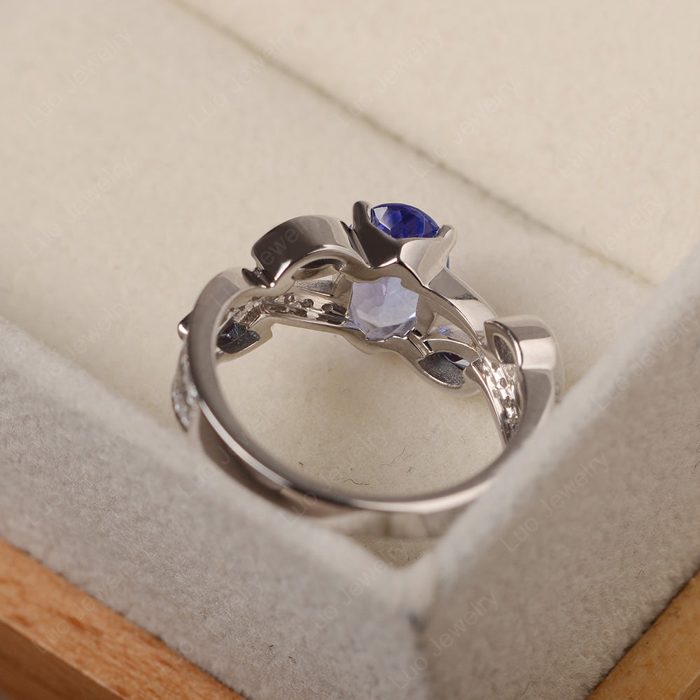 Oval Cut Tanzanite Art Deco Wedding Ring - LUO Jewelry