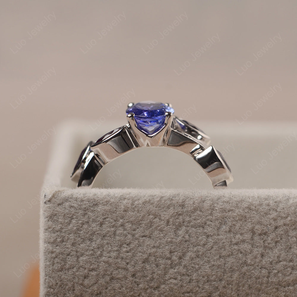 Oval Cut Tanzanite Art Deco Wedding Ring - LUO Jewelry