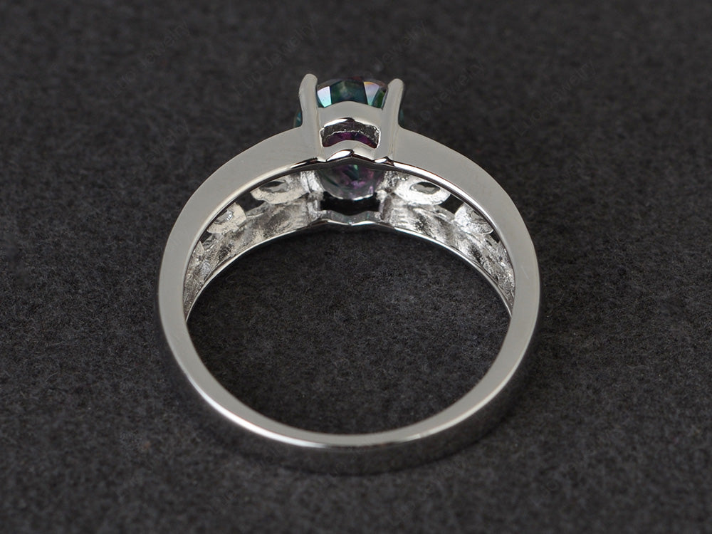 Mystic Topaz Engagement Ring Wide Band Silver - LUO Jewelry