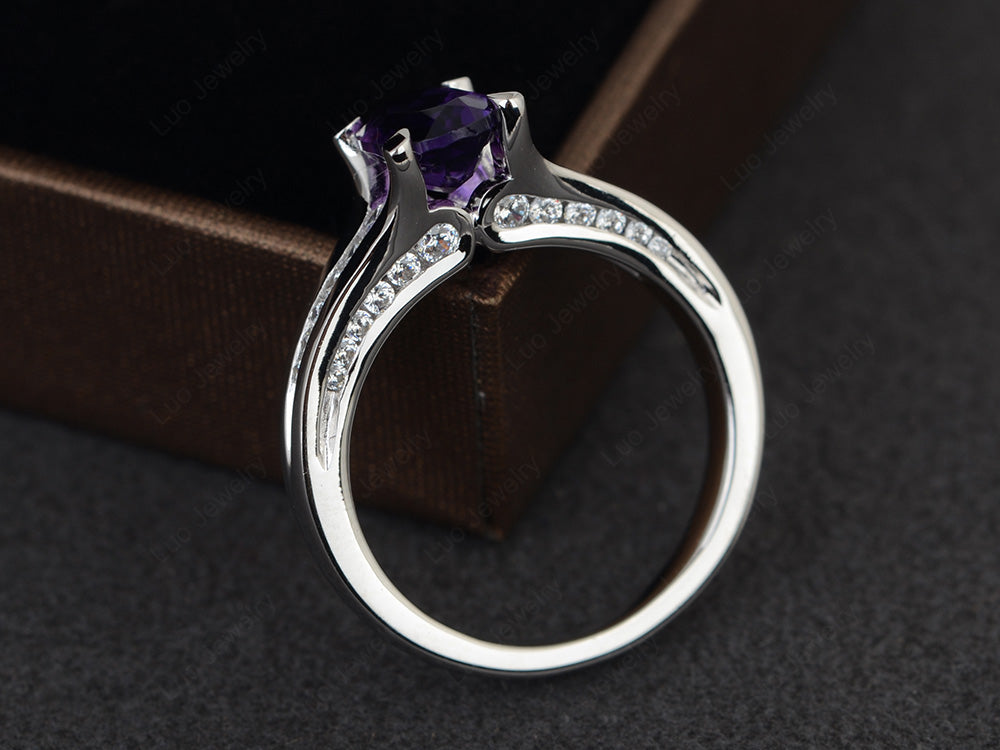 Amethyst Ring Oval With Channel Setting Band - LUO Jewelry