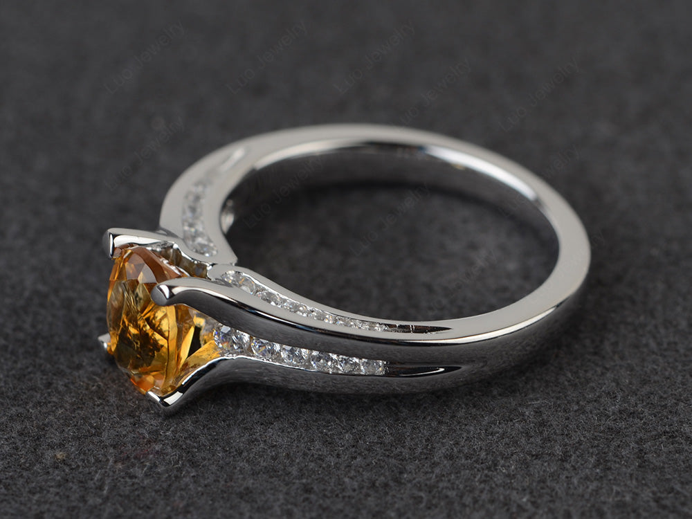 Citrine Ring Oval With Channel Setting Band - LUO Jewelry