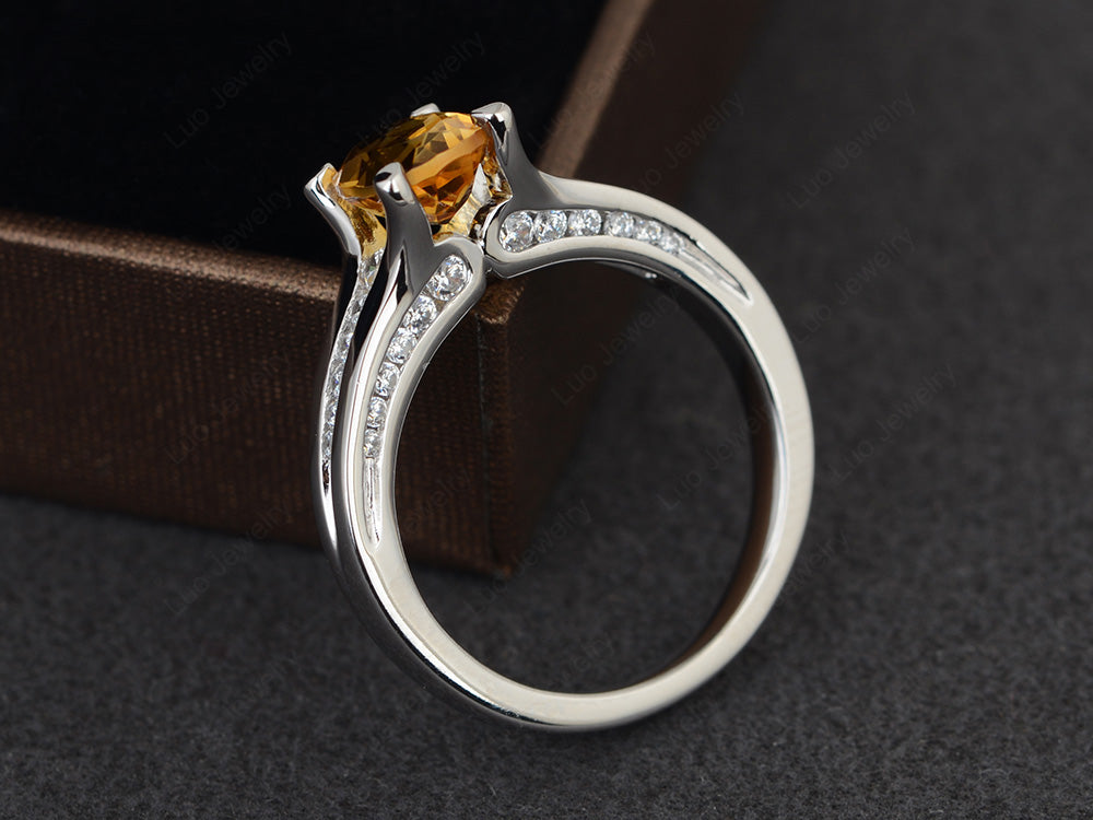 Citrine Ring Oval With Channel Setting Band - LUO Jewelry