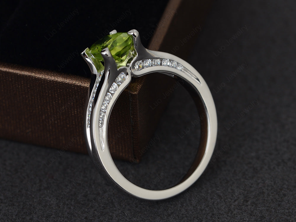 Peridot Ring Oval With Channel Setting Band - LUO Jewelry