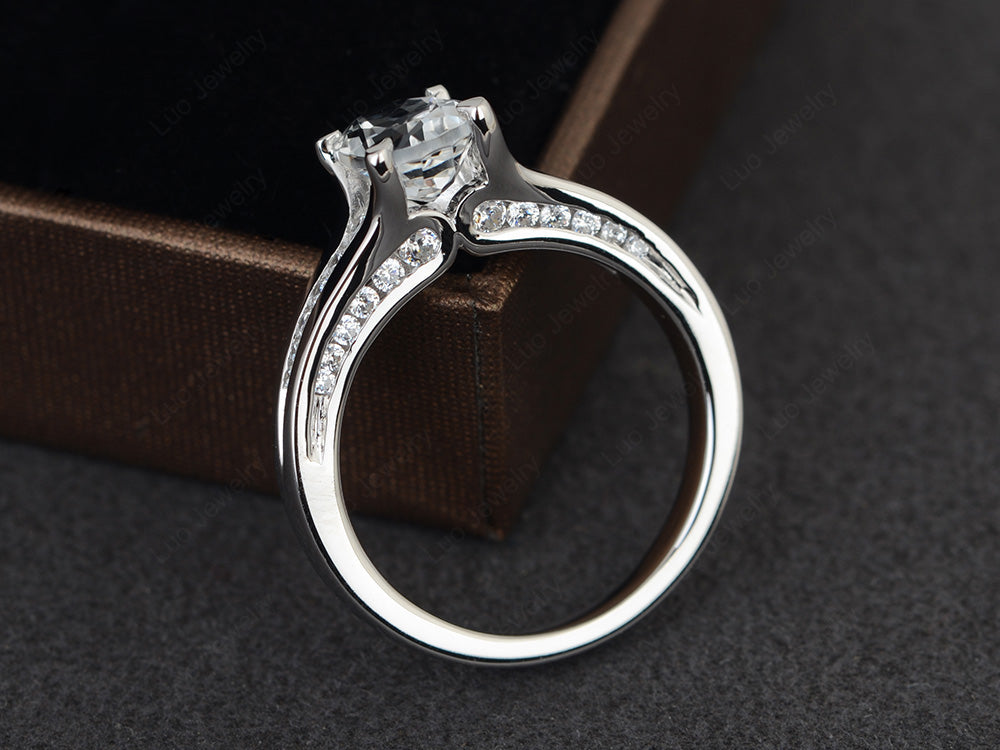 White Topaz Ring Oval With Channel Setting Band - LUO Jewelry