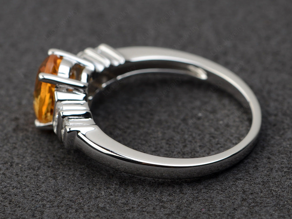 Citrine Engagement Ring Oval Cut Ring Silver - LUO Jewelry