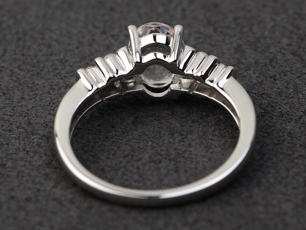 Morganite Engagement Ring Oval Cut Ring Silver - LUO Jewelry
