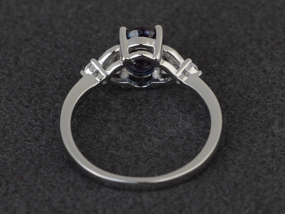 Oval Cut Alexandrite Ring Sterling Silver - LUO Jewelry