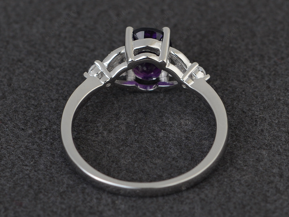 Oval Cut Amethyst Ring Sterling Silver - LUO Jewelry