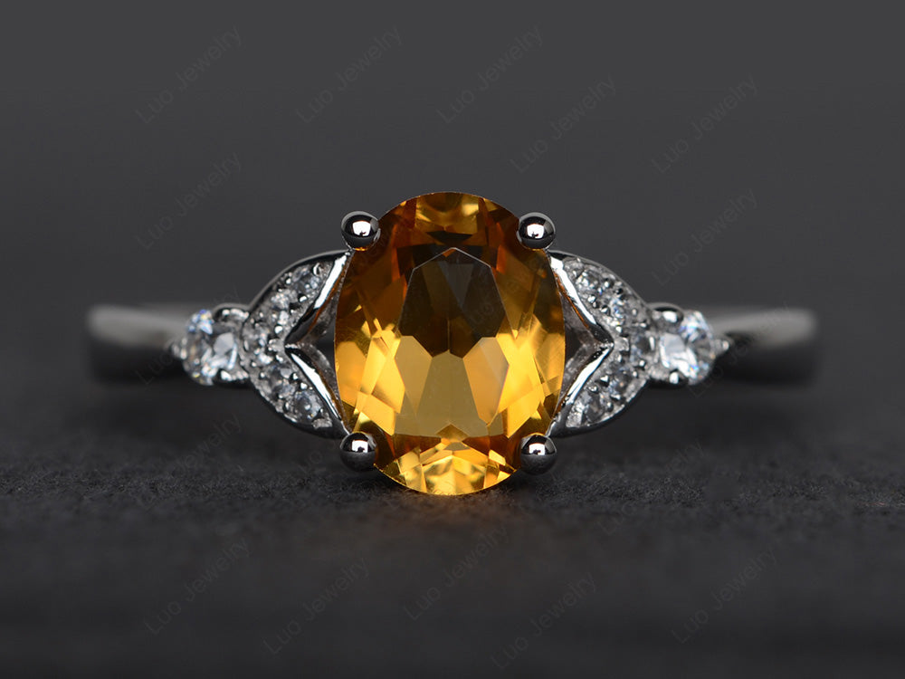 Oval Cut Citrine Ring Sterling Silver - LUO Jewelry