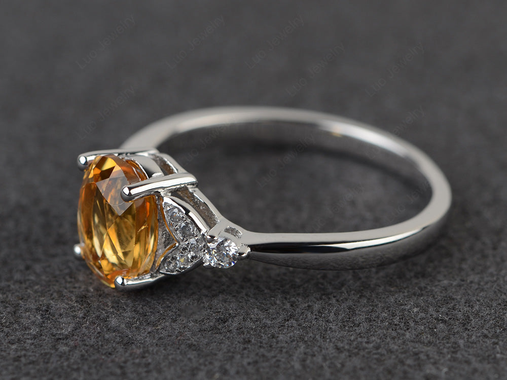 Oval Cut Citrine Ring Sterling Silver - LUO Jewelry