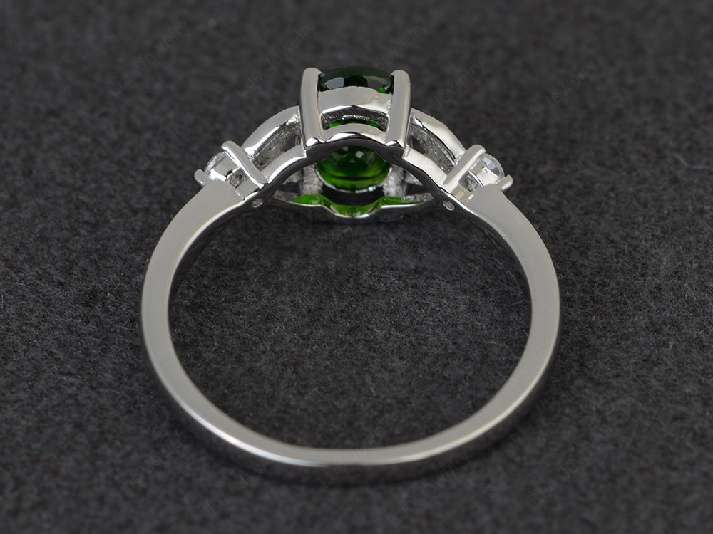 Oval Cut Diopside Ring Sterling Silver - LUO Jewelry