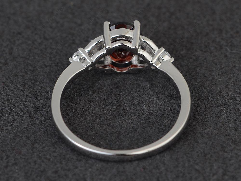 Oval Cut Garnet Ring Sterling Silver - LUO Jewelry