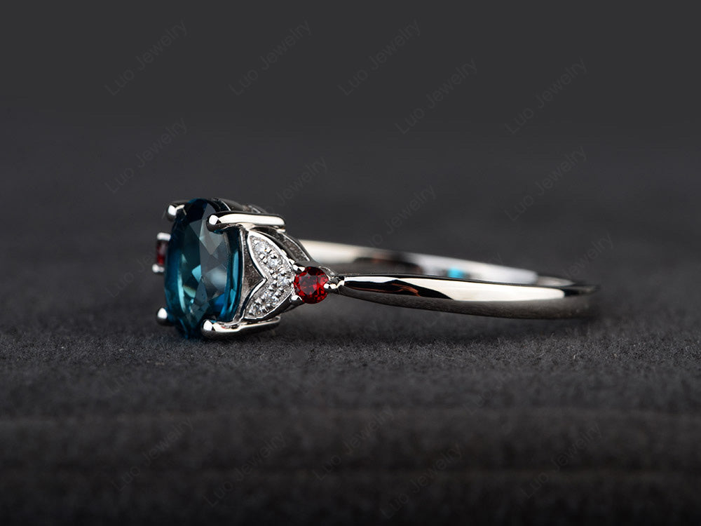 Oval Cut London Blue Topaz Ring Sterling Silver - LUO Jewelry