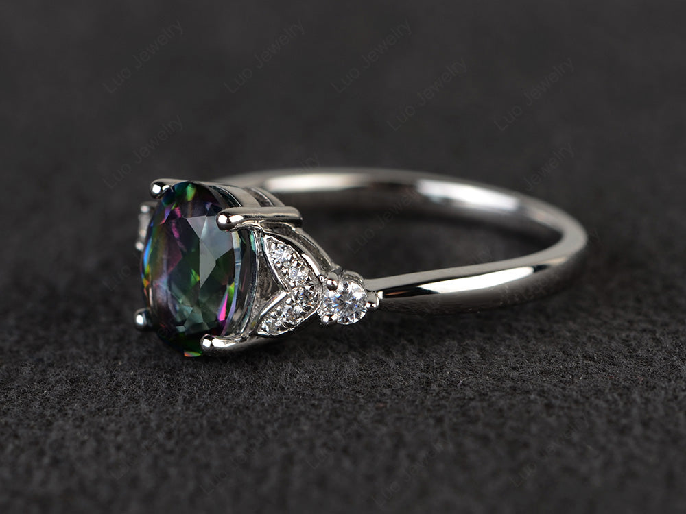 Oval Cut Mystic Topaz Ring Sterling Silver - LUO Jewelry