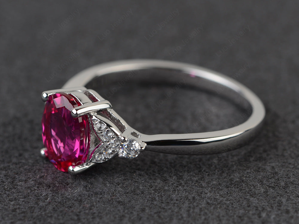 Oval Cut Ruby Ring Sterling Silver - LUO Jewelry