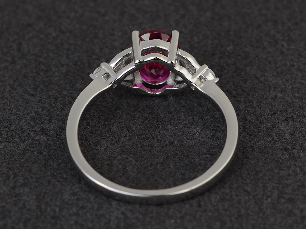 Oval Cut Ruby Ring Sterling Silver - LUO Jewelry