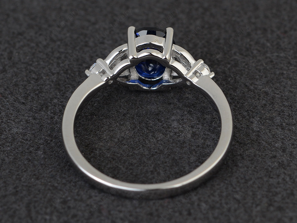 Oval Cut Lab Sapphire Ring Sterling Silver - LUO Jewelry