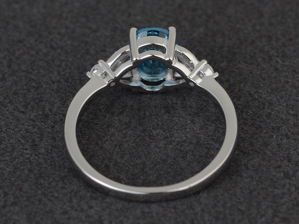 Oval Cut Swiss Blue Topaz Ring Sterling Silver - LUO Jewelry