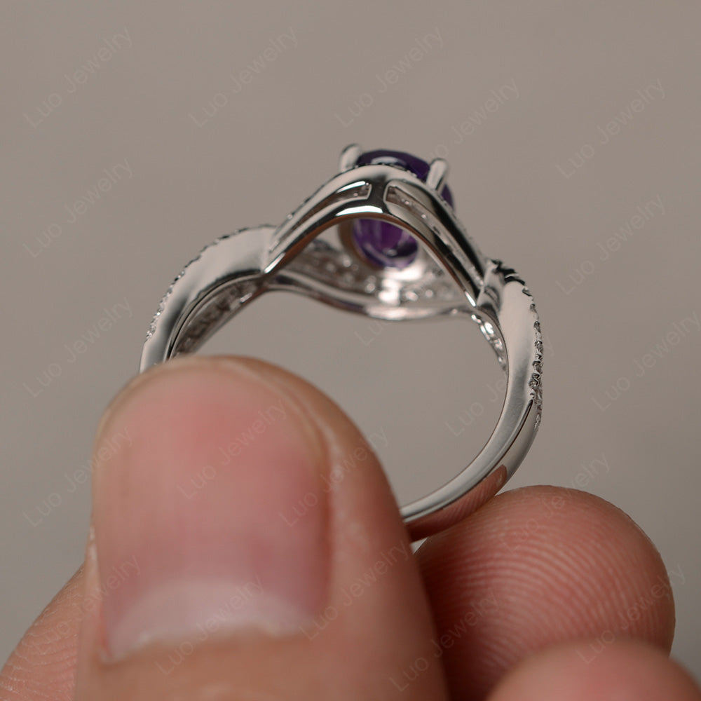 Oval Cut Amethyst Ring Twisted Engagement Ring - LUO Jewelry