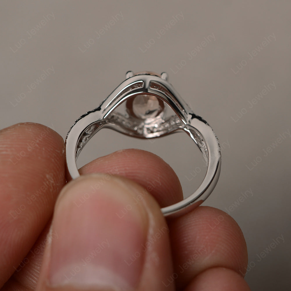 Oval Cut Morganite Ring Twisted Engagement Ring - LUO Jewelry