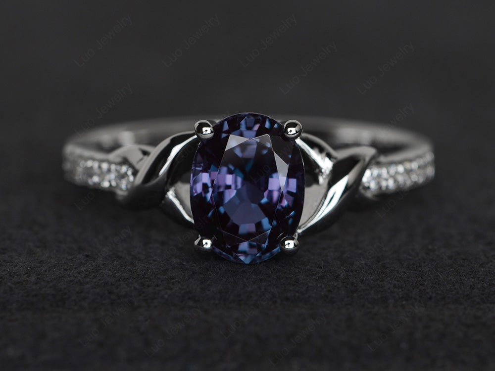 Oval Alexandrite Ring Engagement Ring - LUO Jewelry